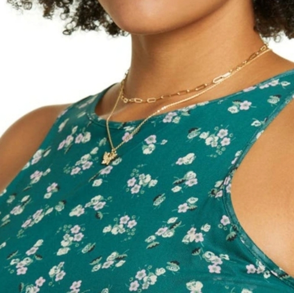 Nordstrom BP Dress Green Floral Runched Bodycon Mini Women's Size S - Picture 3 of 16